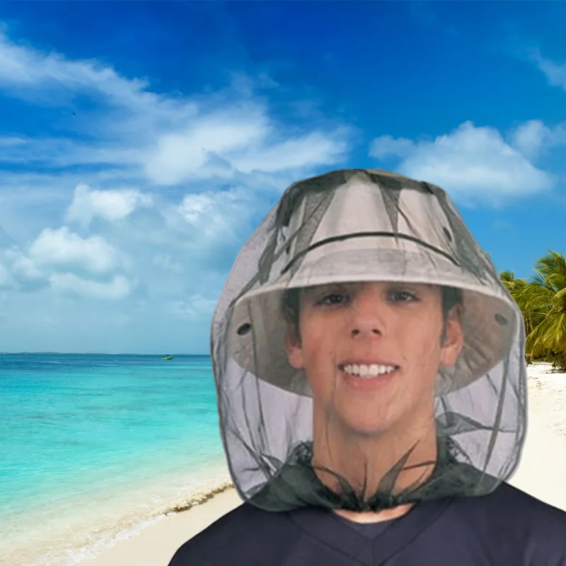 Sombrero de pesca con mosquitera verde, protección solar transpirable
