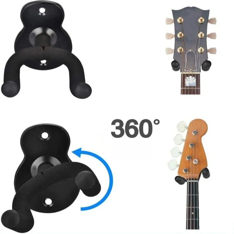 Soporte de pared de madera para guitarra con gancho metálico - imagen 2