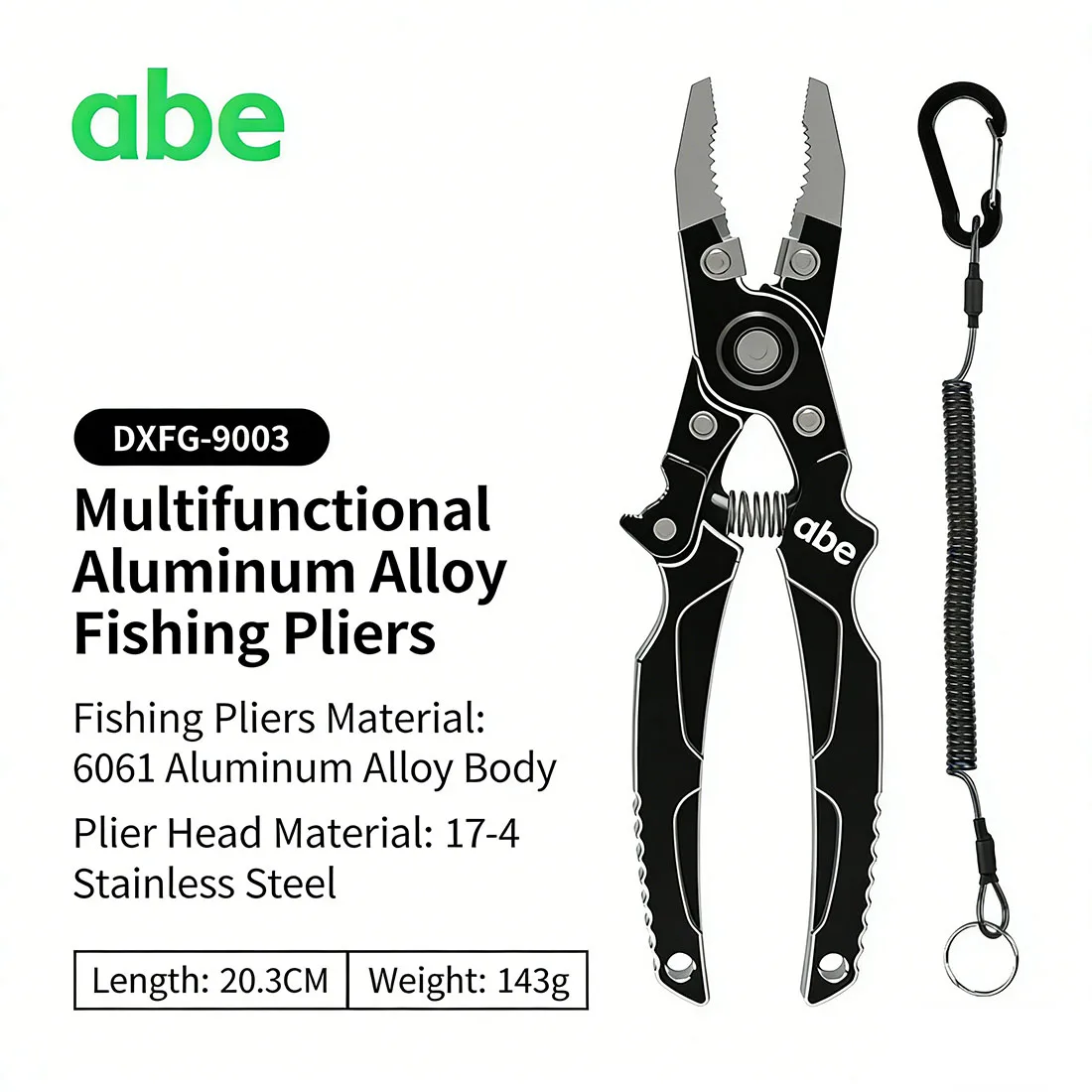 Alicates de pesca ABE titanio – Cuchilla tungsteno y removedor de anzuelos - imagen 4