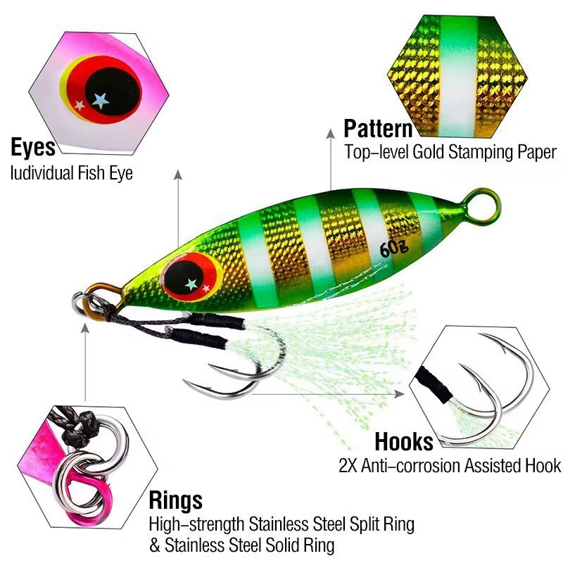 Señuelo cuchara metálica jigging lento para atún, lubina y agua salada - imagen 4