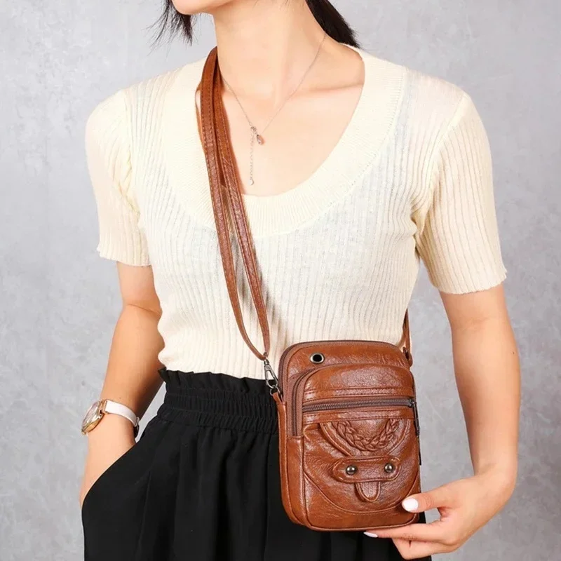 Bolso bandolera piel retro occidental textura suave - imagen 4