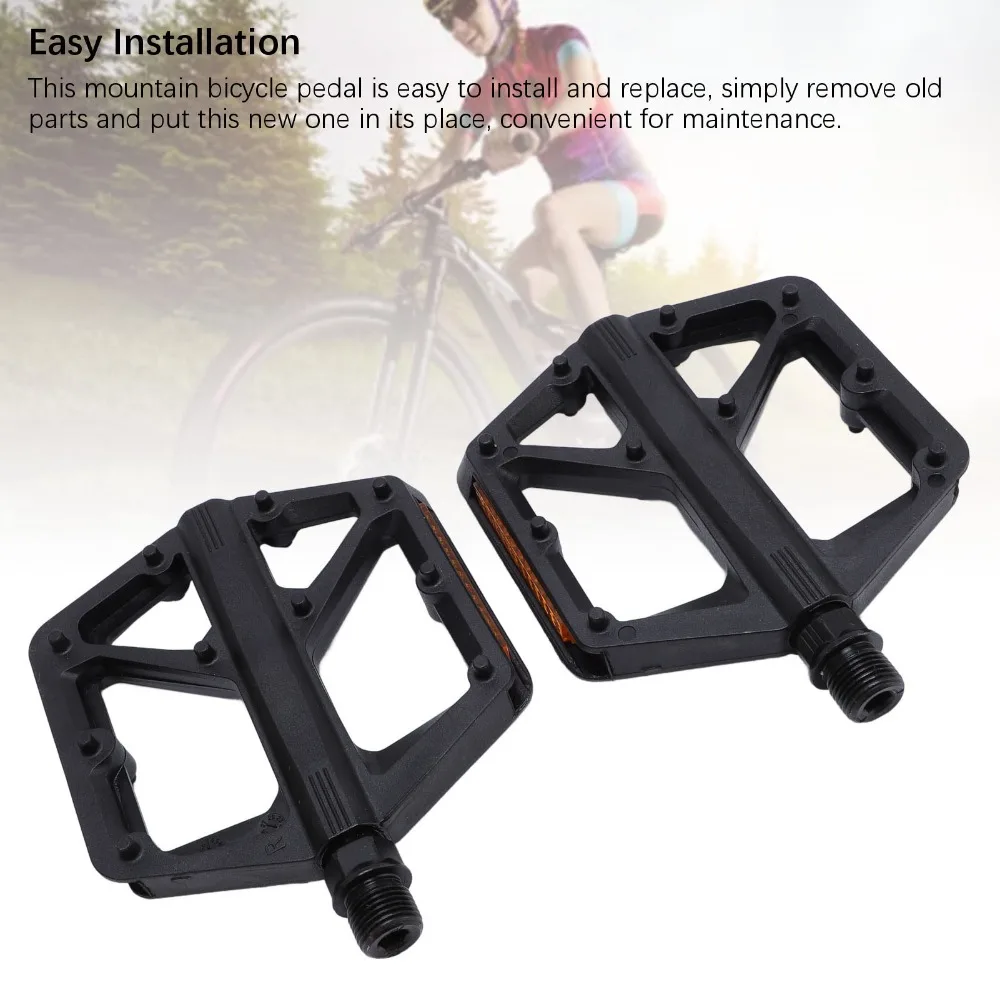 Pedales de plataforma ancha de nailon con tira reflectante para bici