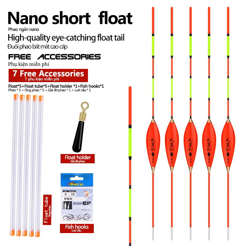 Nano flotadores y bobber vertical para lago y río – tubos y gancho - imagen 4