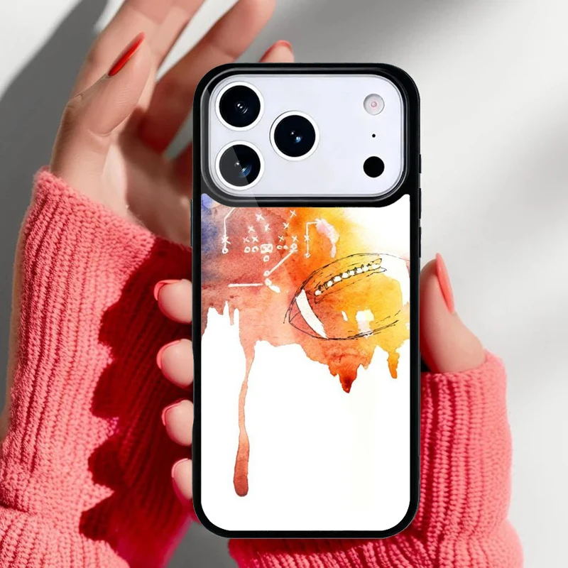 Funda para iPhone con estampado de balón de rugby en color verde y blanco