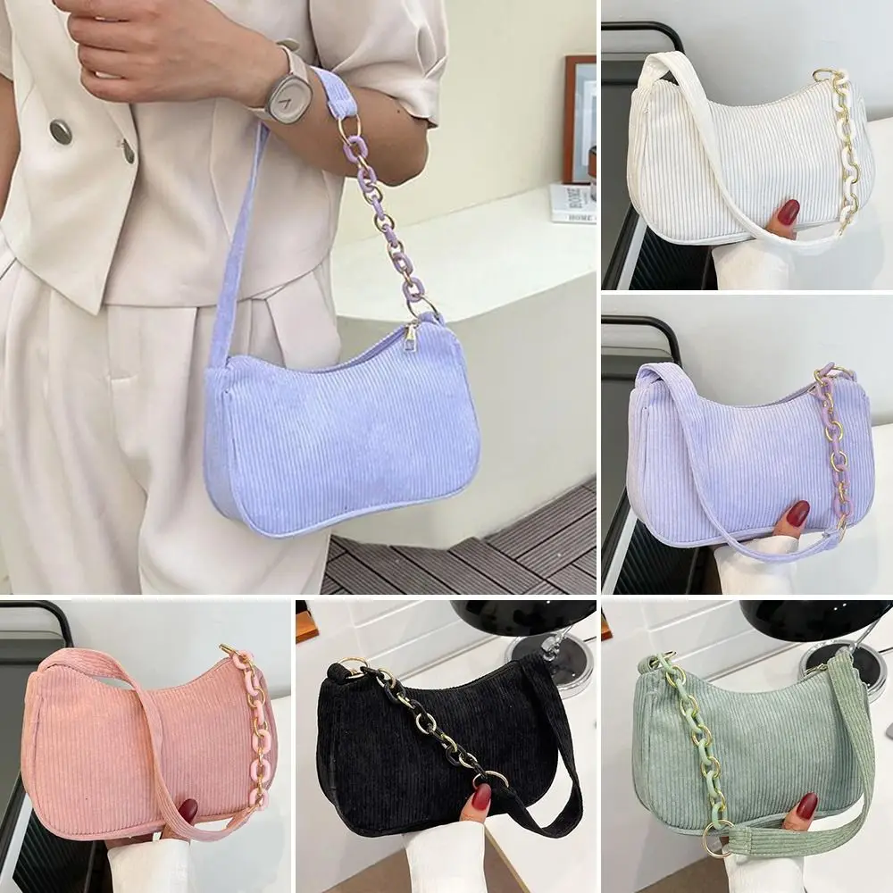 Bolso bandolera retro vintage de pana con cremallera suave - imagen 2