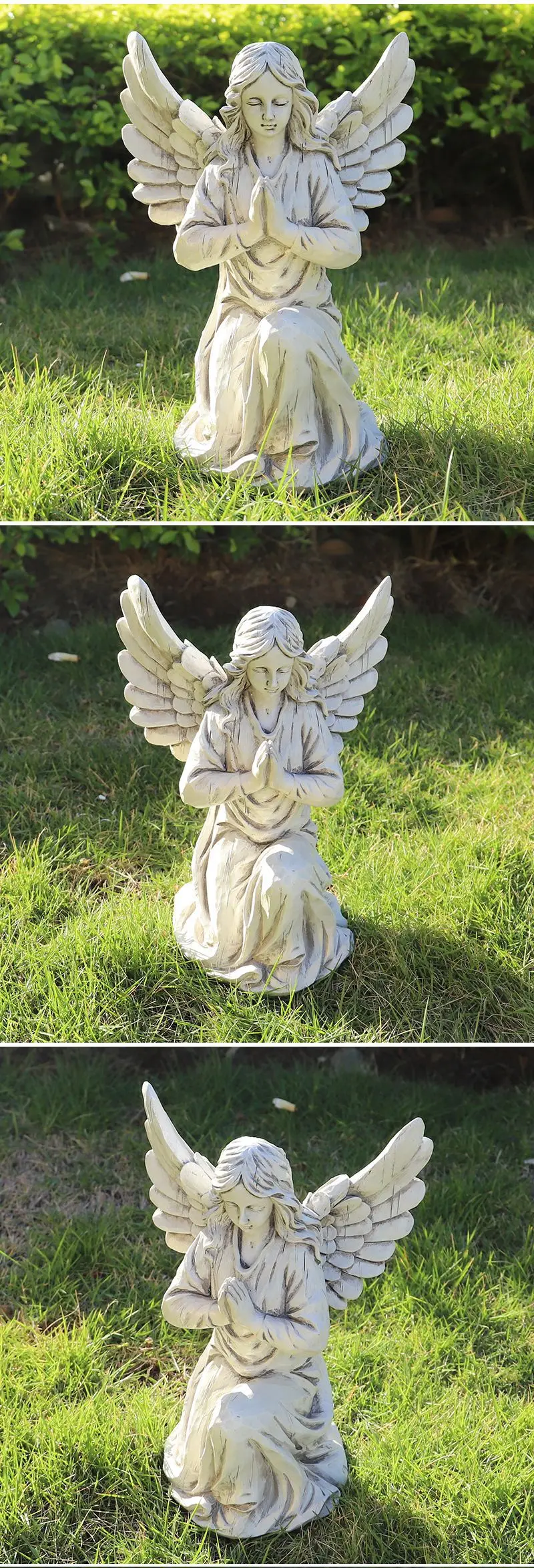 Artesanía religiosa de ángel arrodillado para jardín o hogar