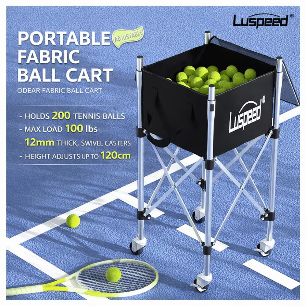 Carrito de tenis Luspeed con inserto de pelotas y acero inoxidable - imagen 5