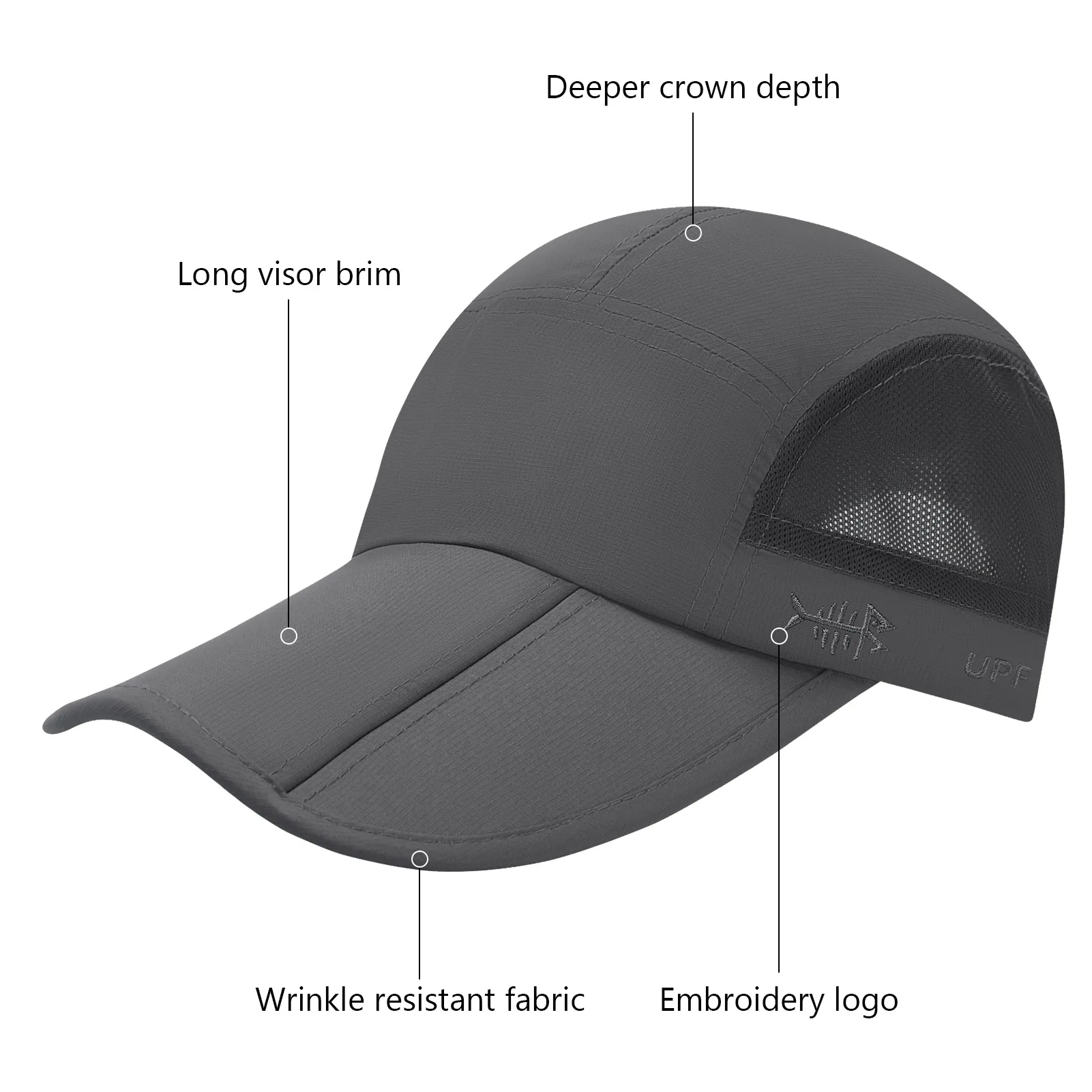 Gorra de pesca Bassdash UPF 50+ plegable resistente agua ajustable - imagen 2