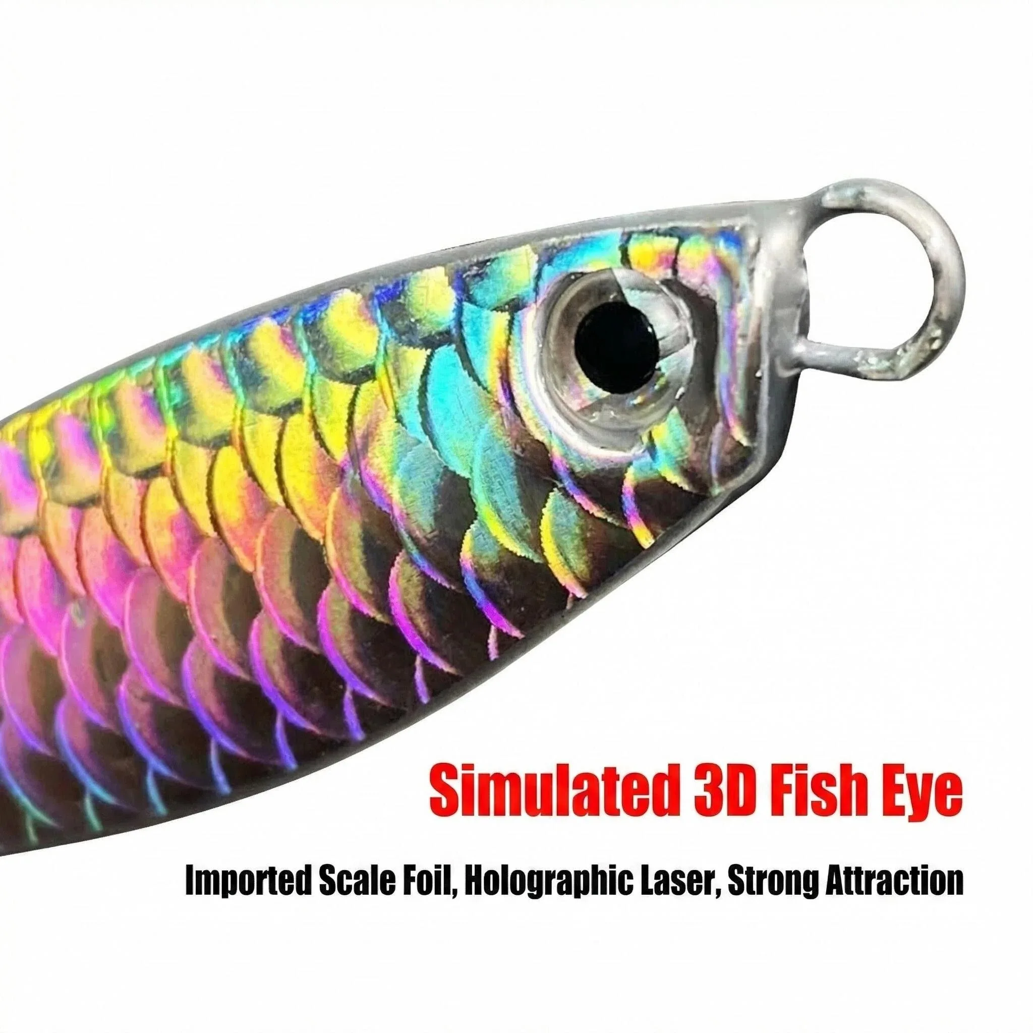 Señuelo jigging metálico con patrón escamas de pez – agua salada - imagen 5