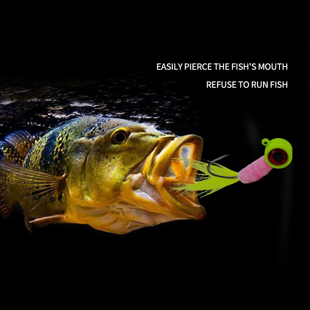 PROBEROS Jig Head con pluma y ojo 3D para lubina en agua salada - imagen 5