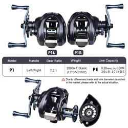Carrete Baitcasting PROBEROS – tambor fundido y arrastre