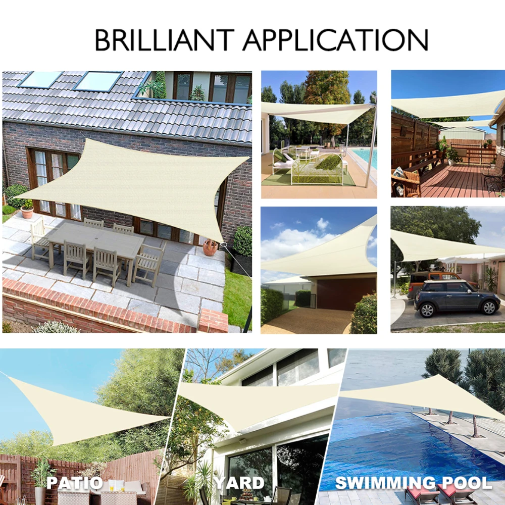Toldo de sombra impermeable Beige – Bloqueo UV 98% para jardín y patio