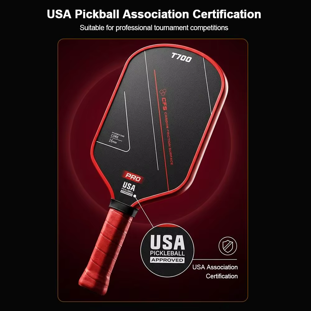 Paleta de Pickleball T700 Fibra de Carbono 16mm – Ligera y Duradera