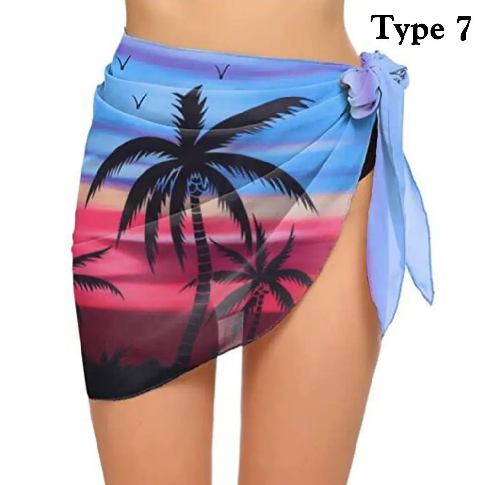 Pareo de chifón cintura alta mujer falda cruzada cubierta playa - imagen 2