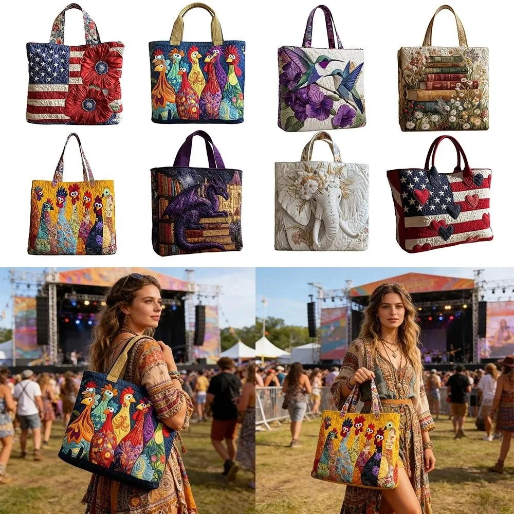 Bolso de mano acolchado vintage ligero con estampados 3D para mujer - imagen 4