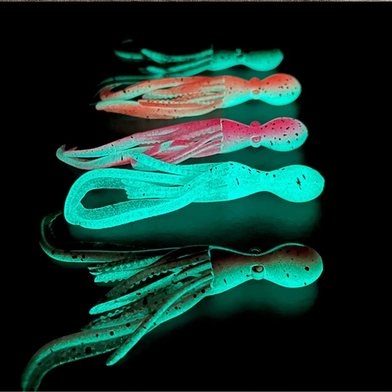 Señuelo pulpo agua salada TPE UV que brilla en la oscuridad - imagen 2