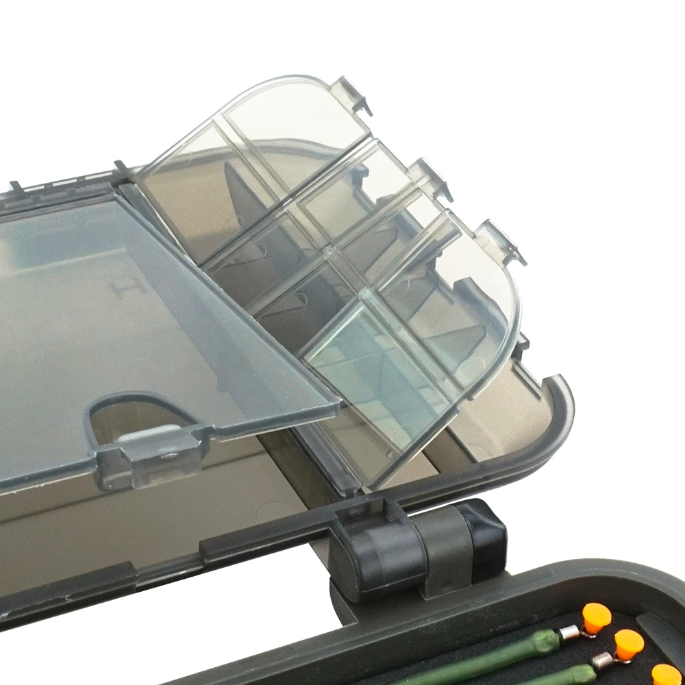 Hirisi caja de pesca portátil impermeable con compartimentos