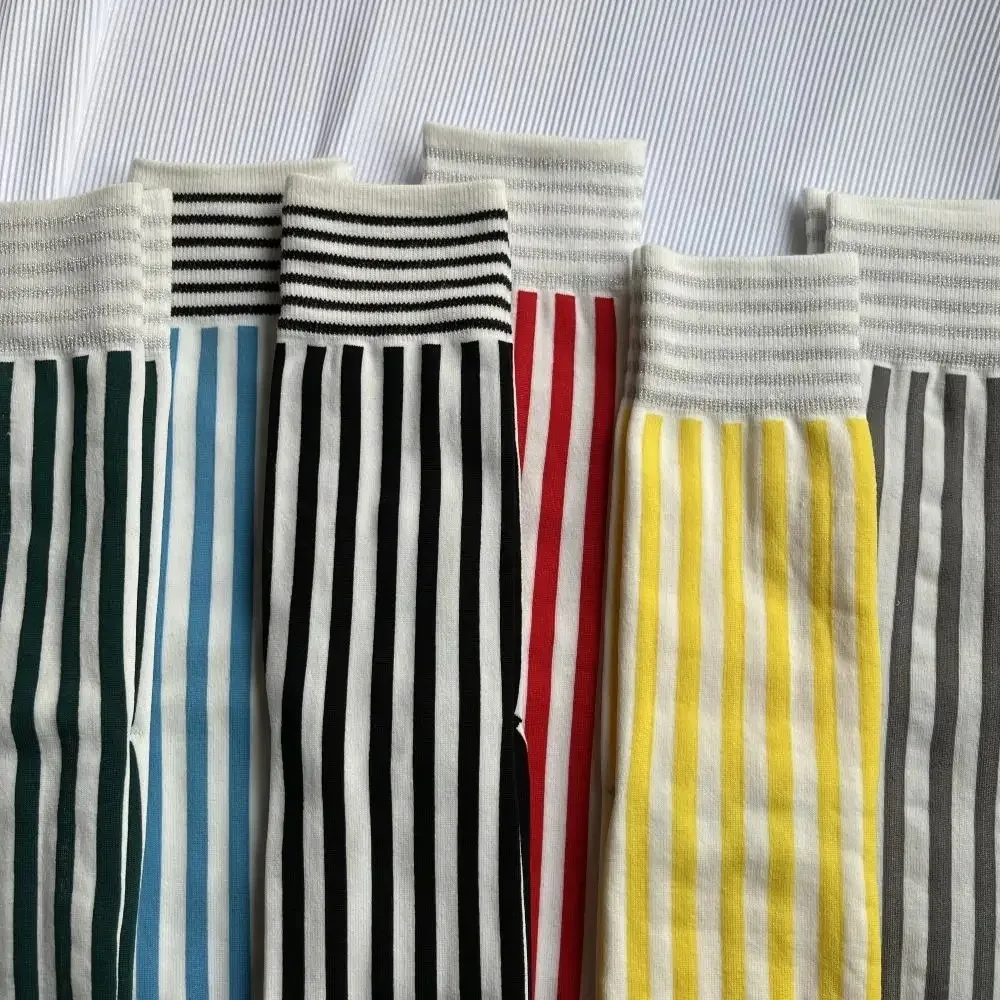 Calcetines tabi de algodón a rayas Harajuku, punta abierta unisex