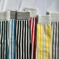 Calcetines tabi de algodón a rayas Harajuku, punta abierta unisex