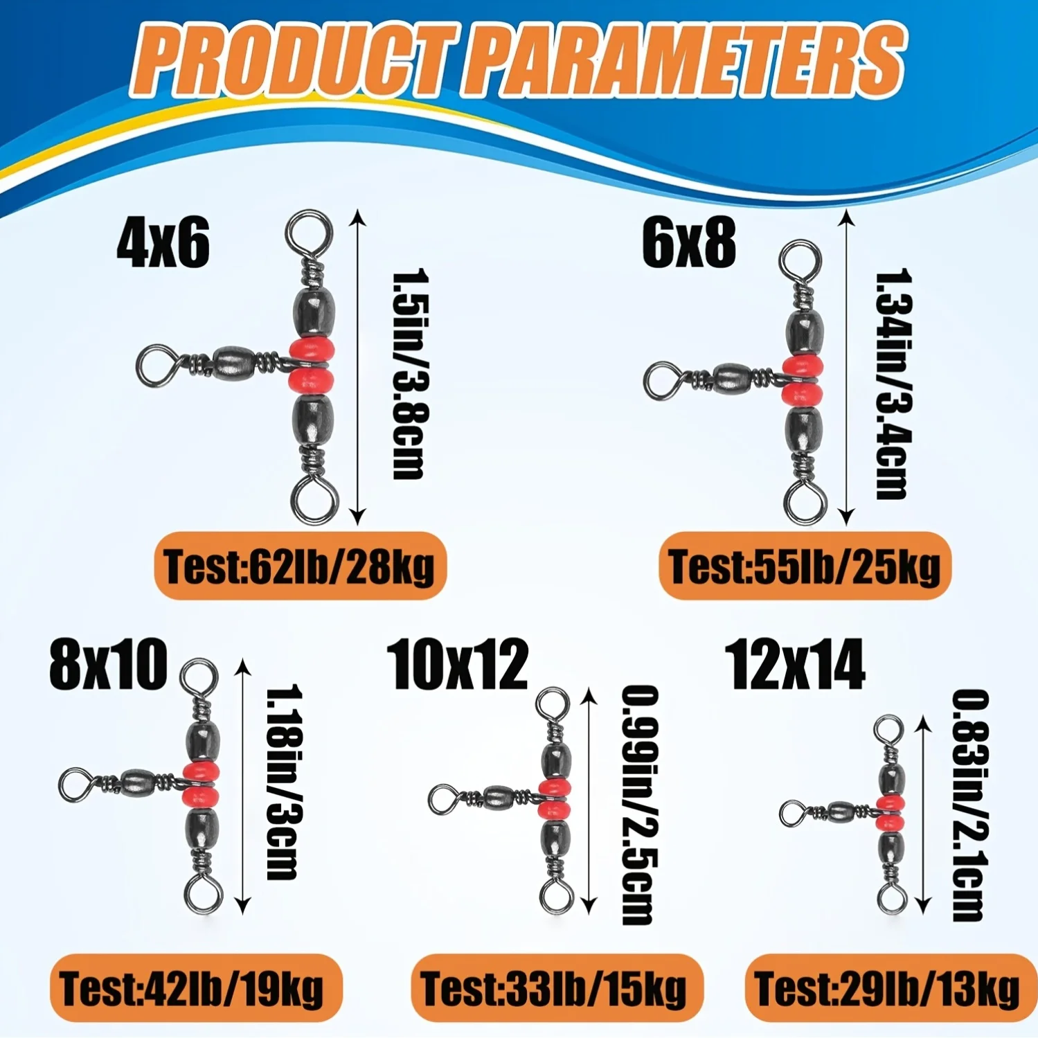 Giratorio triple en T – Conector para aparejos de pesca