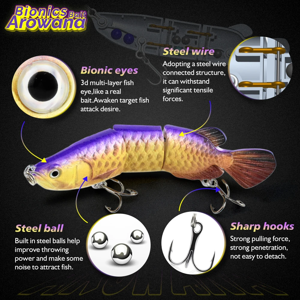 Swimbait hundible multiarticulado ABS para pesca de arwana - imagen 2