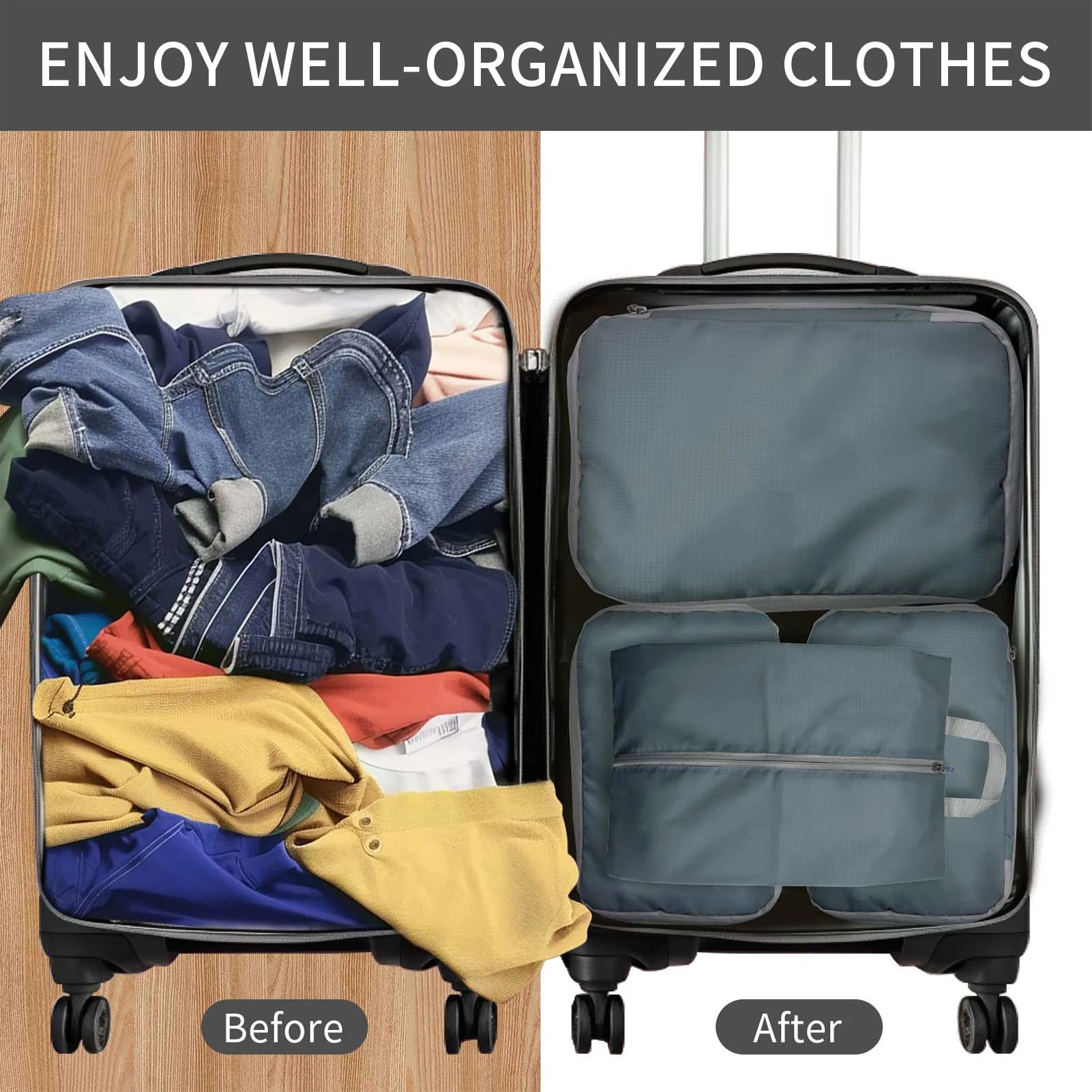 Organizadores de equipaje comprimidos de viaje con bolsa para zapatos - imagen 4