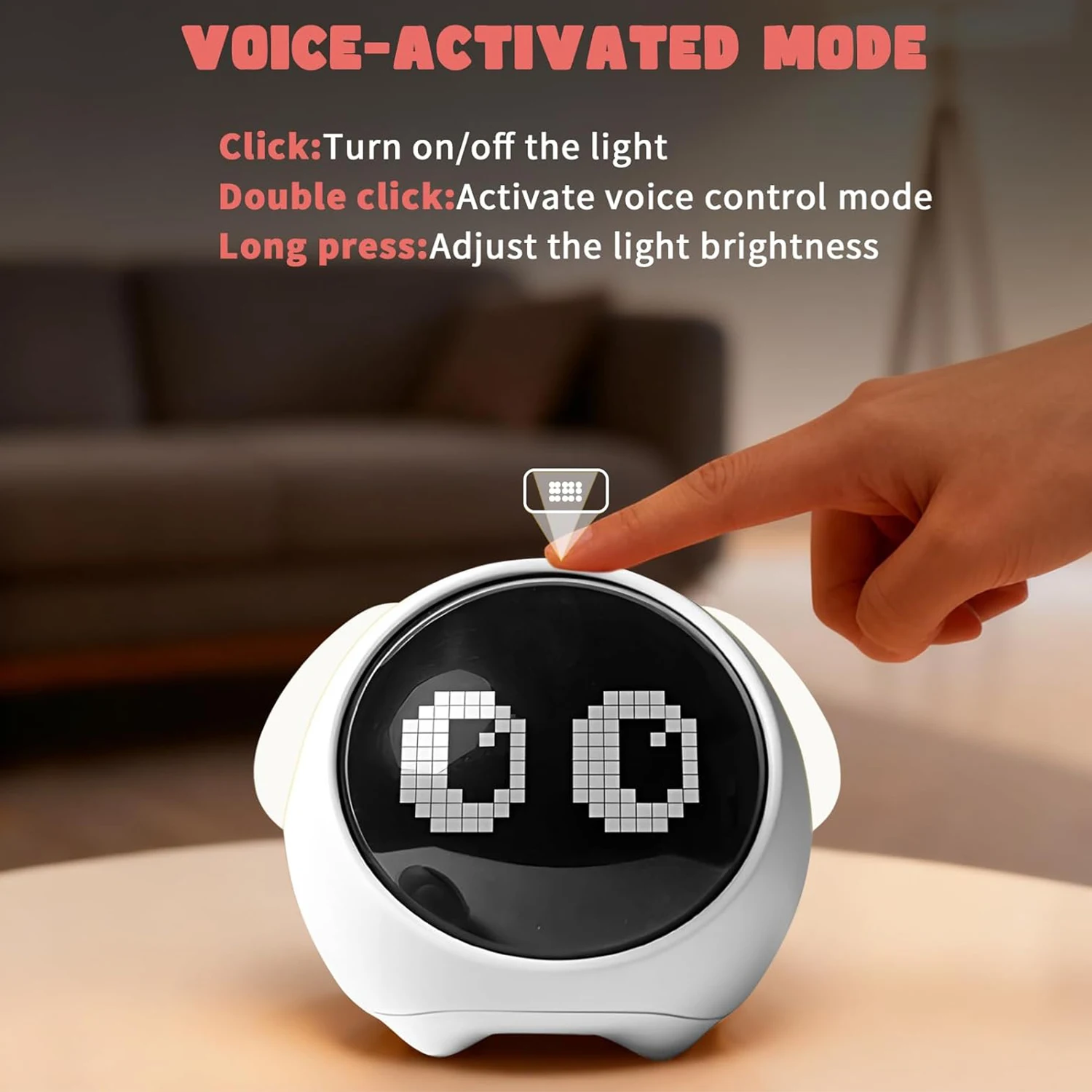 Reloj despertador infantil doble alarma con luz nocturna por sonido - imagen 2