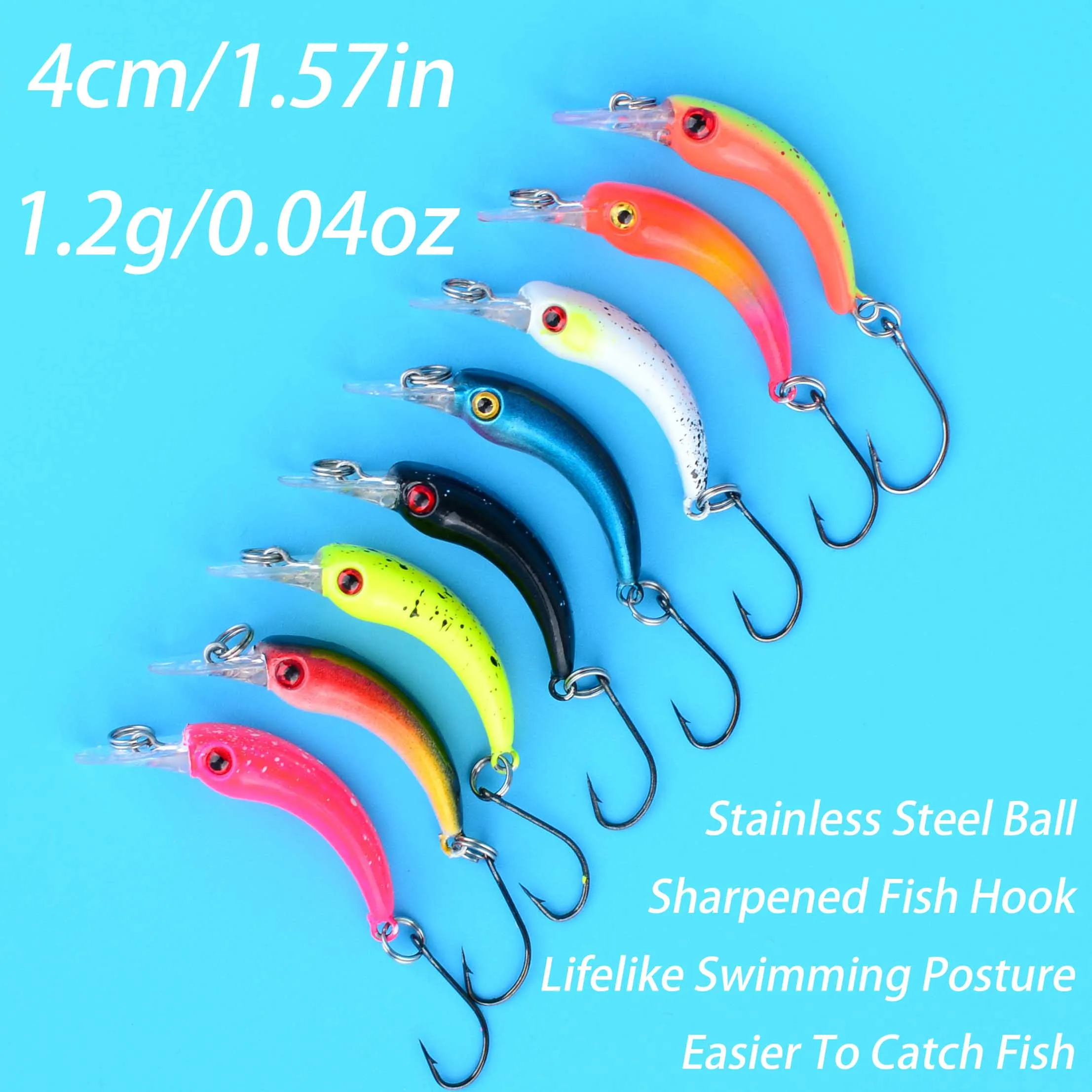Detalle del perfil del micro wobbler flotante con anzuelo triple y pala frontal