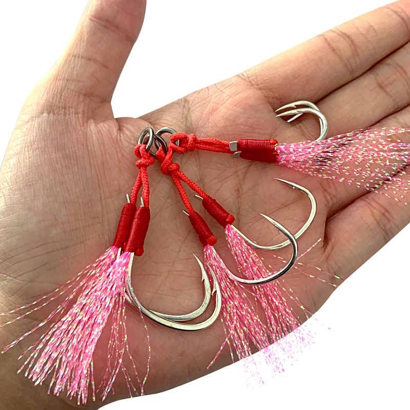 OBSESSION Anzuelos doble asistencia plumas – Acero carbono 1/0-4/0 - imagen 3