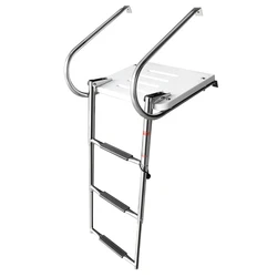 Escalera para barco inoxidable con plataforma ABS y pasamanos dobles