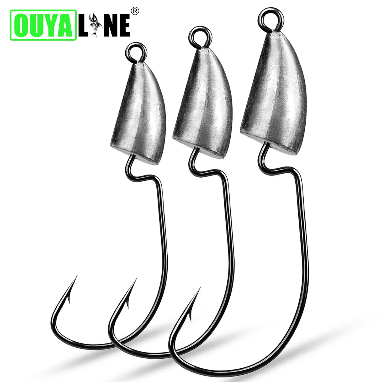 Jigs de pesca con cabeza de acero al carbono en diferentes pesos
