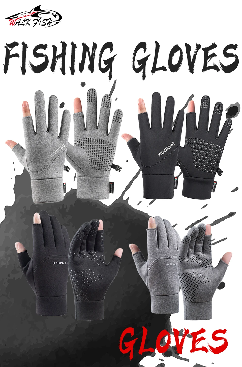 Guantes de pesca WALK FISH vista frontal