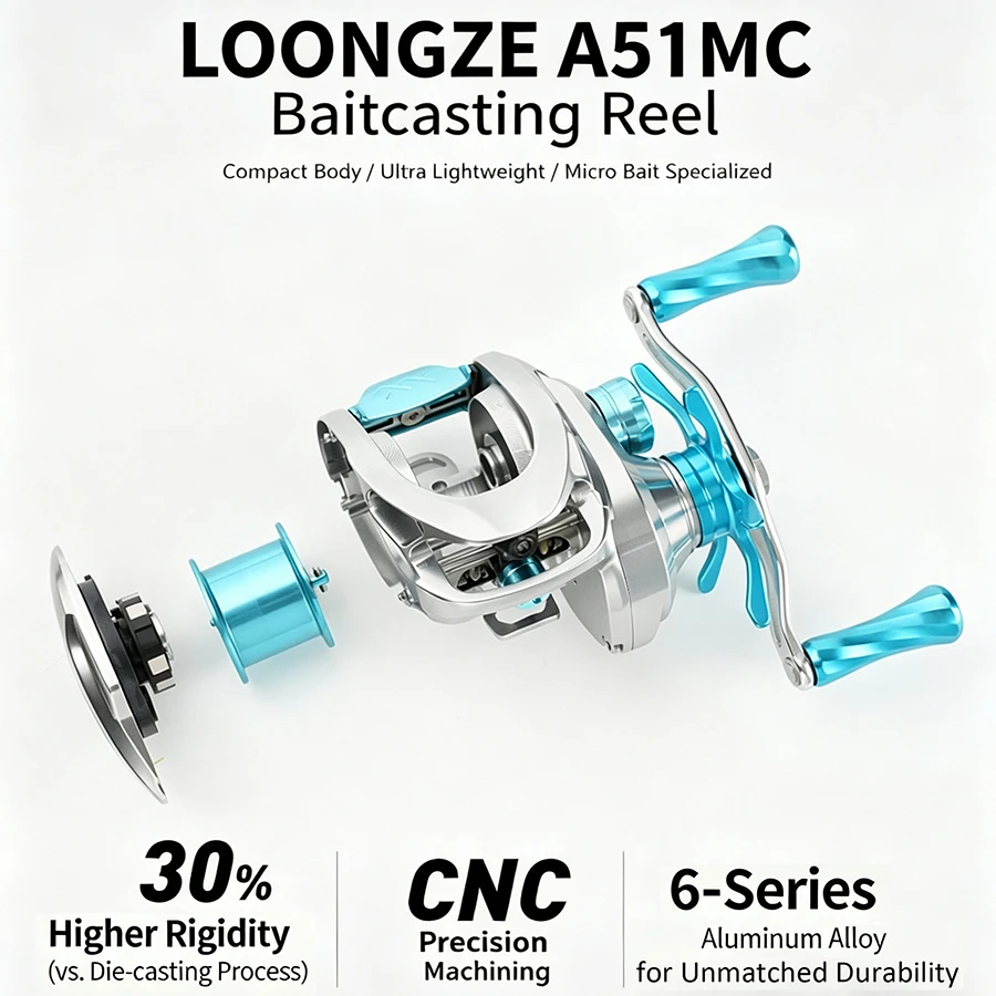 Carrete BFS LOONGZE A51MC de perfil bajo para pesca finesse - imagen 2