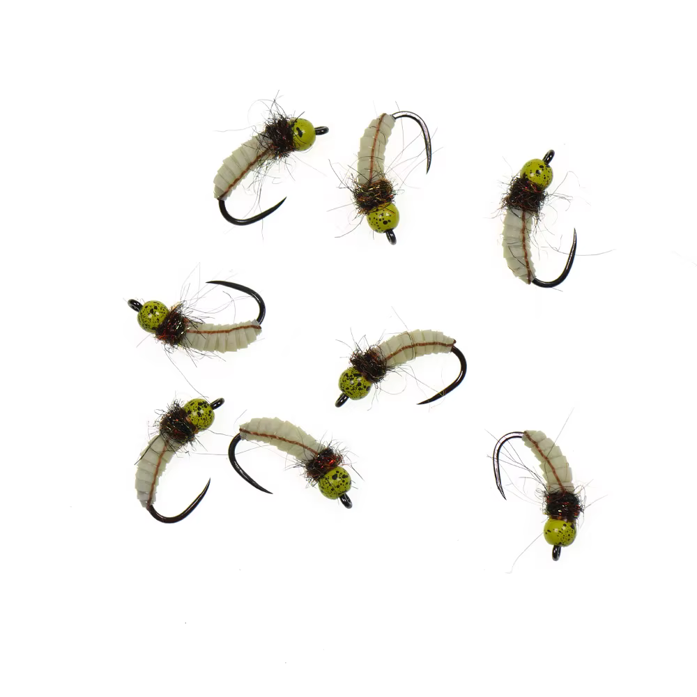 ICERIO Señuelos de latón luminosos 6 pcs – Cabeza de látex Scud para trucha y mosca