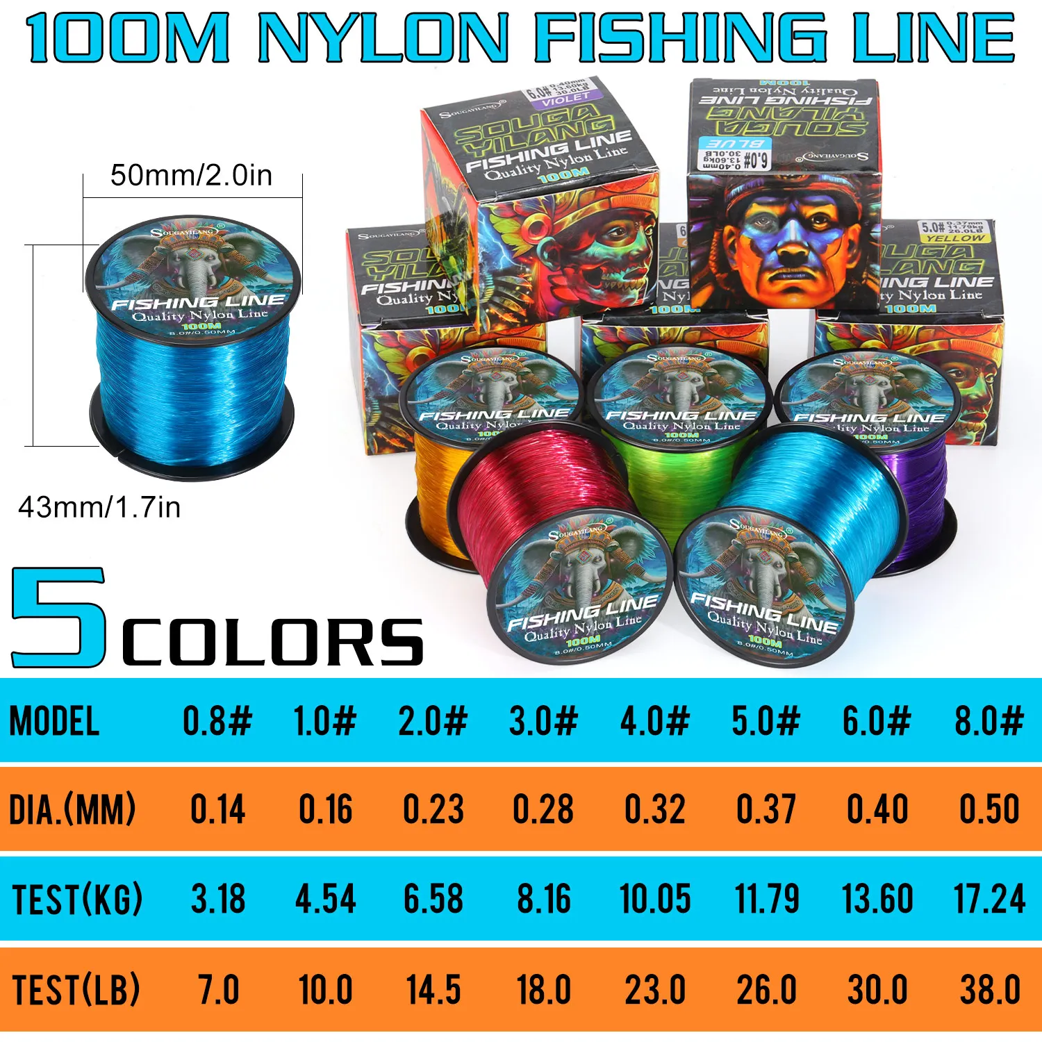 Sougayilang Sedal Monofilamento Nailon – Hilo suave para mar y dulce - imagen 2
