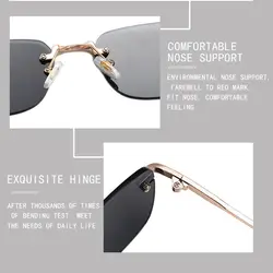 Gafas de sol sin montura estilo punk cuadradas UV400 para mujer