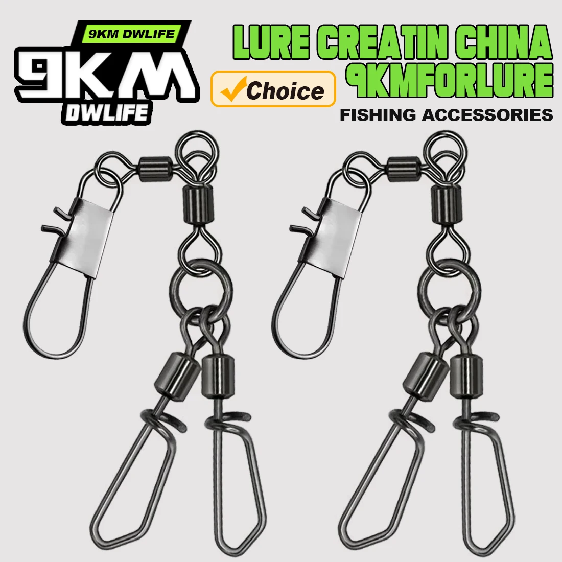 Giratorios de 3 vías 9KM con clip a presión para pesca en mar y río - imagen 4
