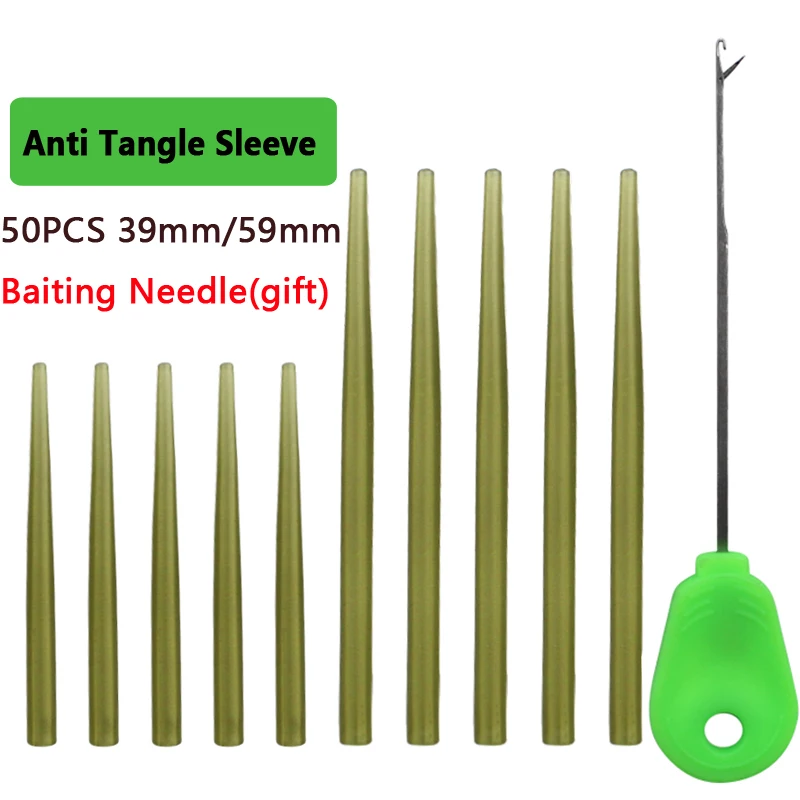 Kit completo de mangas antienredos y aguja de cebo para pesca de carpa