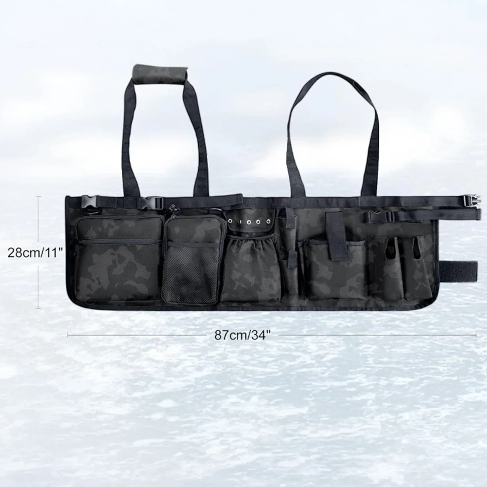 Bolsa de aparejos de pesca con soporte para cañas y multibolsillos - imagen 4