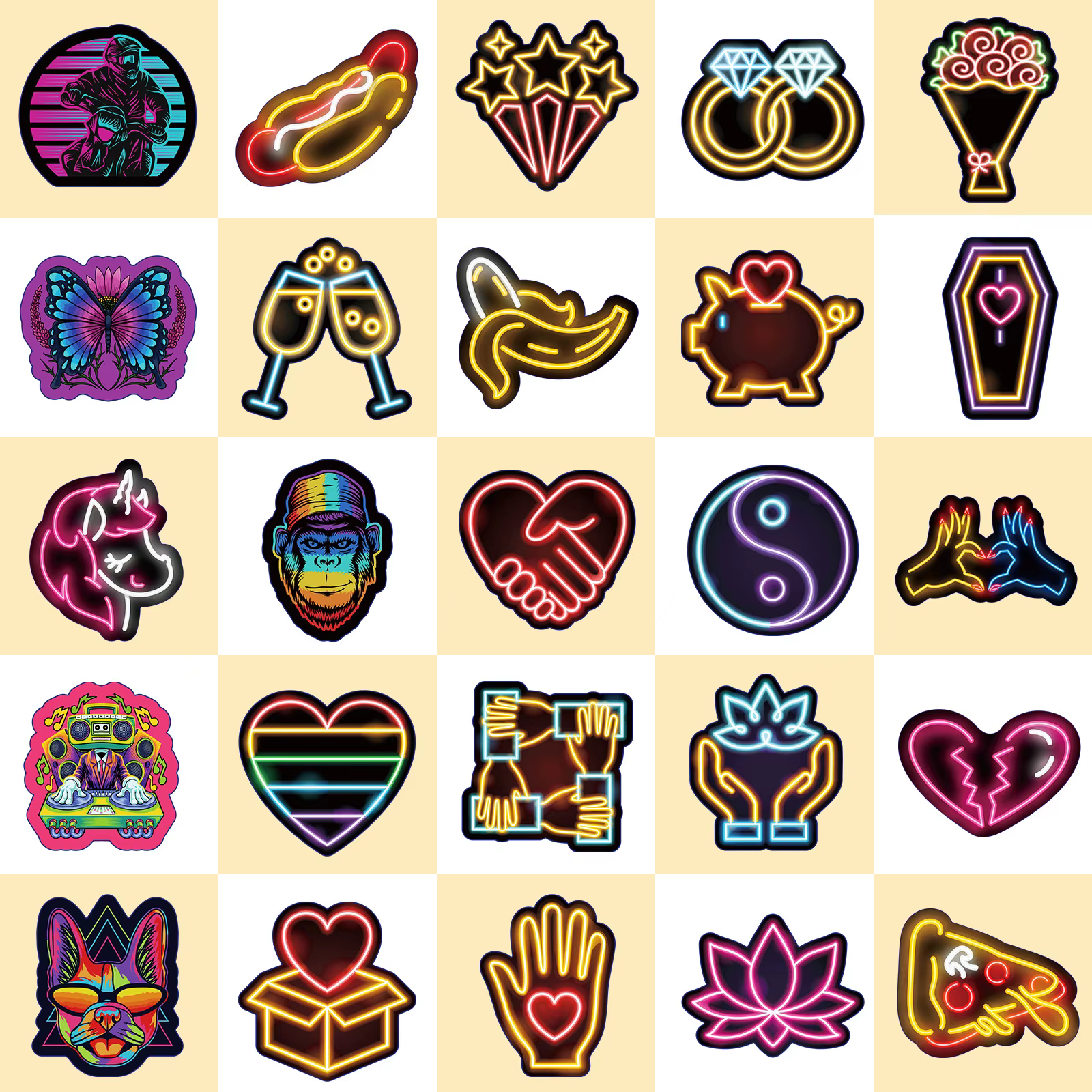 Pegatinas Neon Personalizadas – Diseño Dibujos Animados Adhesivo Resistentes - imagen 3