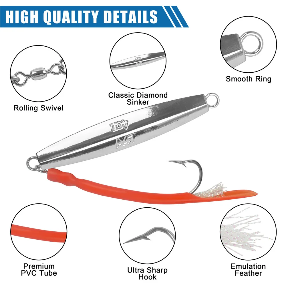 Jig de Diamante con cola tubular para lubina – pesca marina - imagen 5