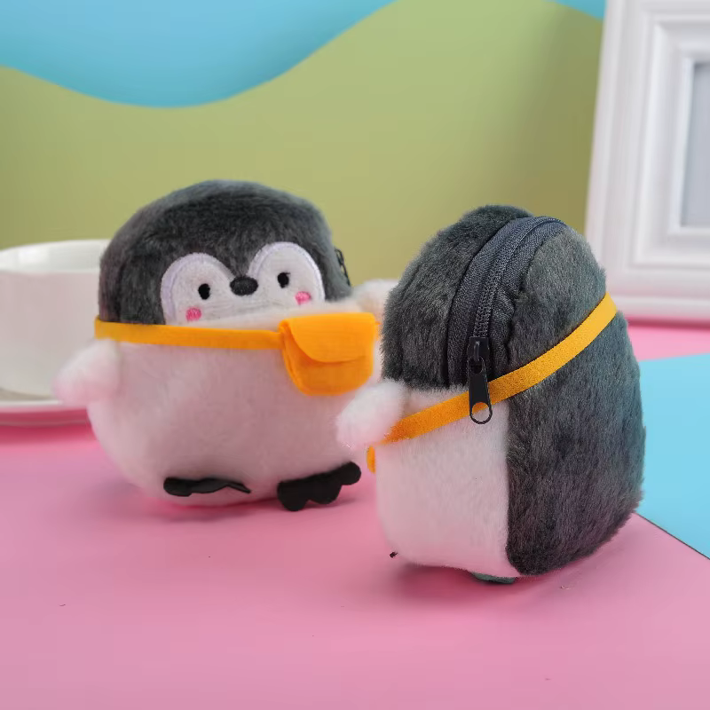 Bolso hombro pingüino kawaii felpa suave – Cartera monedero niñas - imagen 5