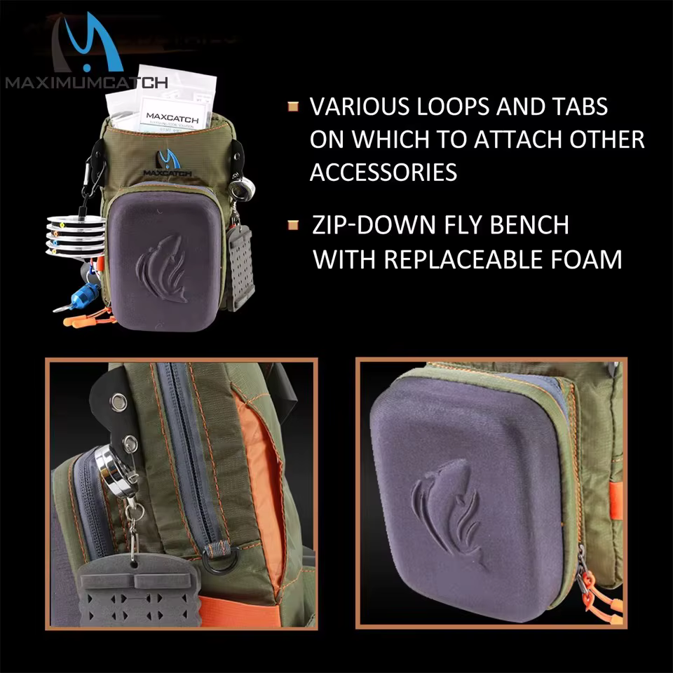 MAXCATCH Bolsa de pecho para pesca con mosca con banco moldeado - imagen 2