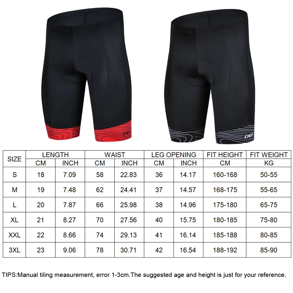 Pantalones cortos de ciclismo con badana de gel