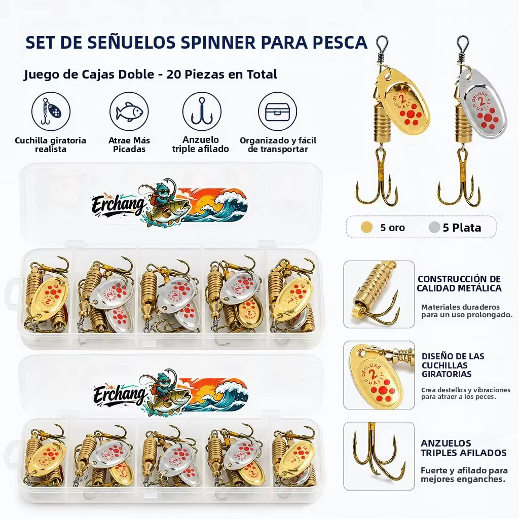 Erchang Cucharillas Metálicas para Pesca de Lubina y Trucha - imagen 5