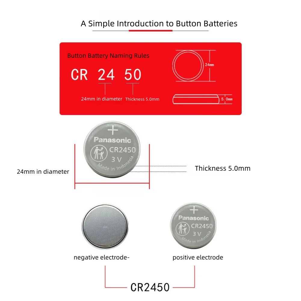 Pila de botón CR2450 Panasonic de litio 3V para reloj - imagen 2