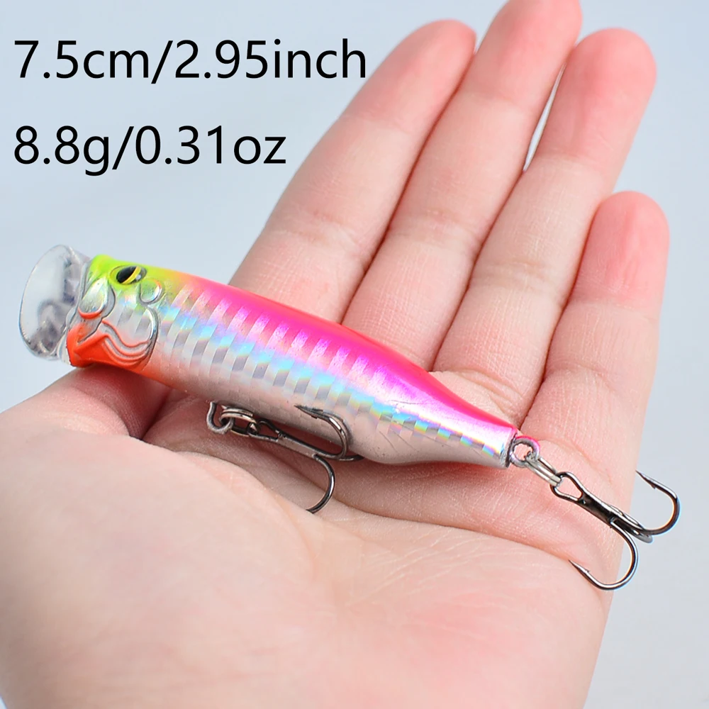 Señuelo Popper de superficie con anzuelos para pesca deportiva - imagen 3