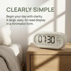 Reloj despertador digital con LCD, calendario, temperatura y humedad
