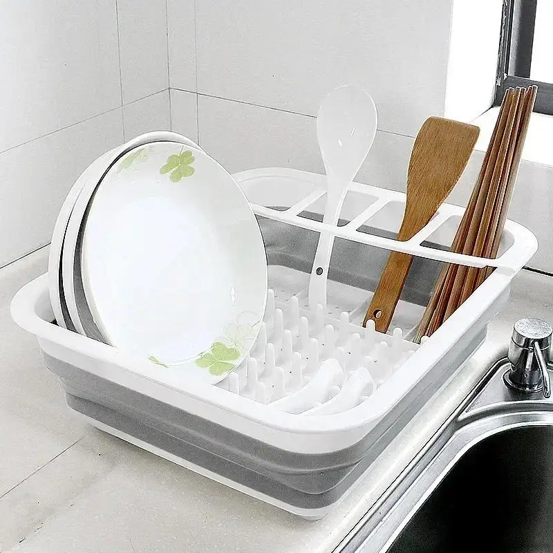 Escurridor plegable multifuncional para vajilla, organizador práctico - imagen 4
