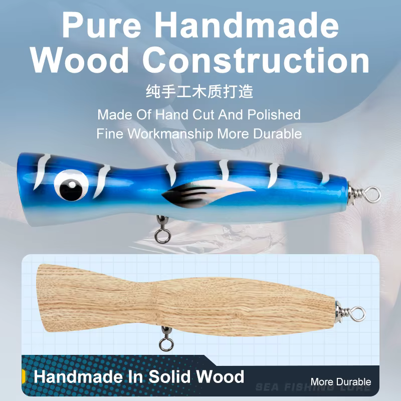 Obsession WD132 – Popper de madera flotante para pesca en agua salada - imagen 5